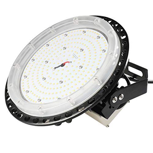 LED高天井灯 IP65防水 (500W水銀灯相当) 高天井用LED 100W 500W相当 LED 投光器 LED水銀灯 防塵 昼白色 5000k 水銀灯 水銀ランプ代替 倉庫 工場 看板 作業灯 天井照明 電源内蔵 AC100V/200V 高性能「 ノイズなし、電磁波障害なし、フリッカなし」 100W-HB-ACプラグ付 5M配線-LED 防雨型 作業灯 LEDライト